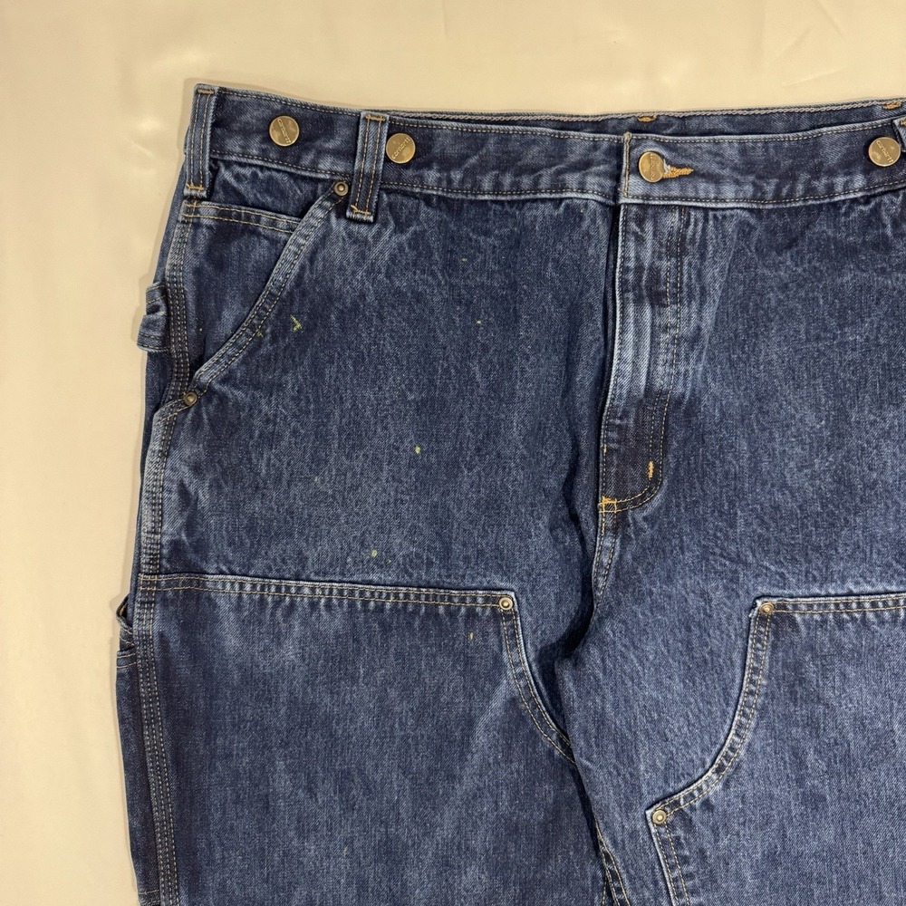 Carhartt Double Knee Jeans Stretch Mens 42x30 103890 Relaxed Fit Denim Dark Work - Picture 7 of 10